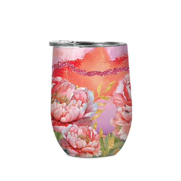 Double Walled Stainless Steel Bevvy - Coral Peony