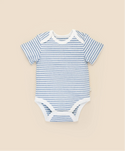 Lummi in colour - Organic Cotton Short Sleeve Body Suit - Blue Stripes