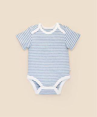 Lummi in colour - Organic Cotton Short Sleeve Body Suit - Blue Stripes