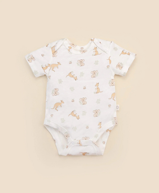 Lummi in colour - Bamboo Short Sleeve Body suit - Kangaroo and Koala