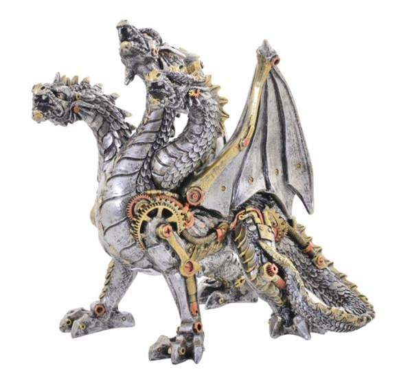 Steampunk dragon figurine, statue