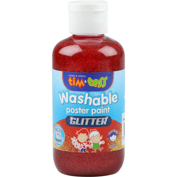 Tim & Tess Washable Glitter Poster Paint 250ml - Red from Cambrelle's for Kids