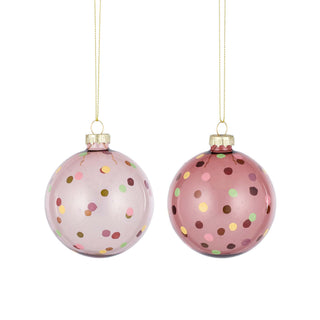 Glass Sparkle Bauble Pinks 8cm