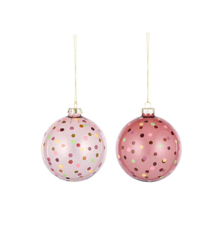 Glass Sparkle Bauble Pinks 10cm