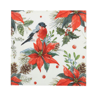 Poinsettia Red/White Napkin 20 pck 3 ply