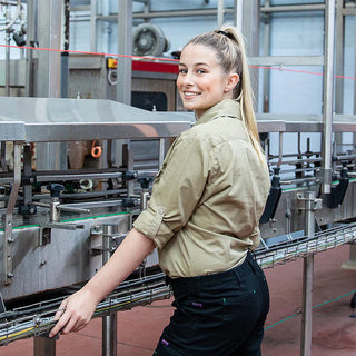 Green Hip Womens Extended Shirt Long Sleeve Khaki