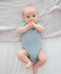 Lummi in colour - Bamboo Short Sleeve Body suit - Dusk Blue