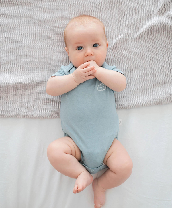 Lummi in colour - Bamboo Short Sleeve Body suit - Dusk Blue
