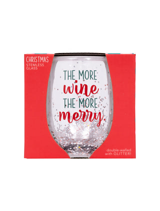 Christmas Stemless glass - The more Wine the more Merry