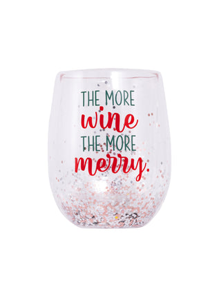 Christmas Stemless glass - The more Wine the more Merry