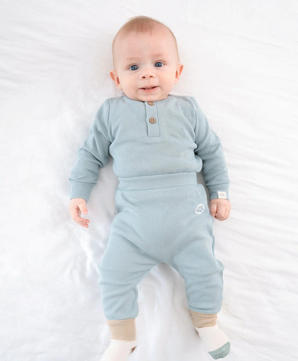 Lummi in colour - Organic Cotton Waffle Leggings - Sky Blue