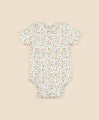 Lummi in colour - Organic Cotton Short Sleeve Bodysuit - Daisies