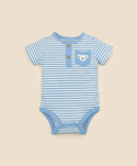 Lummi in colour - Organic Cotton Short Sleeve Bodysuit - Koala & Blue Stripe
