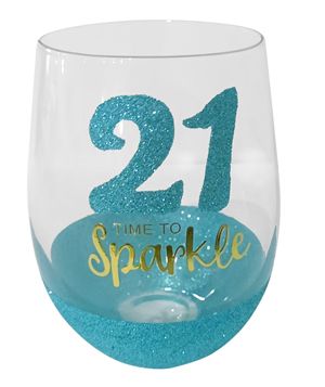 21 Sparkle Mint Stemless Wine Glass