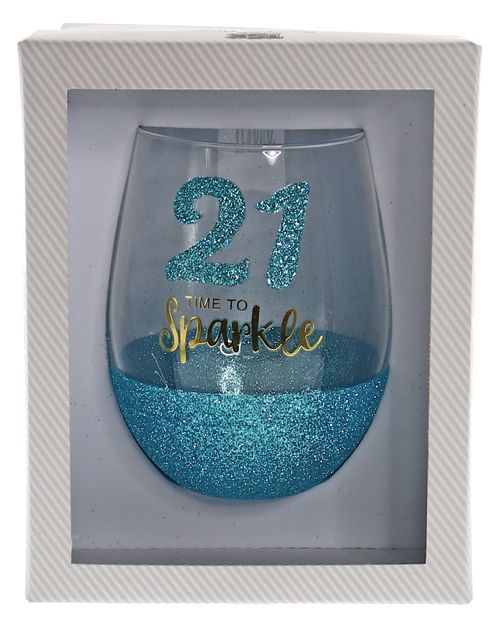 21 Sparkle Mint Stemless Wine Glass