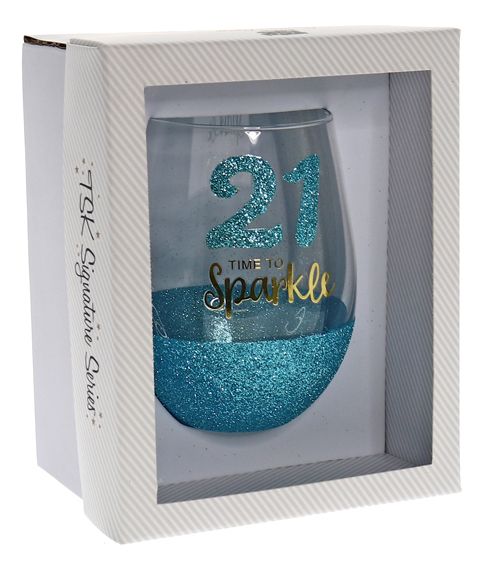 21 Sparkle Mint Stemless Wine Glass