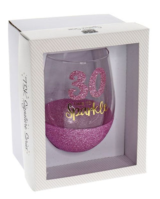30 Sparkle Pink Stemless Wine Glass