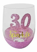 30 Sparkle Pink Stemless Wine Glass