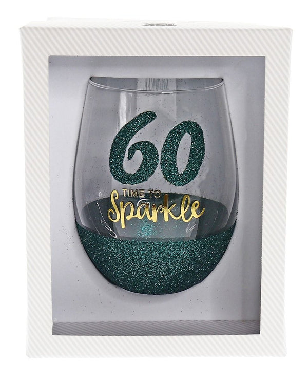 60 Sparkle Green Stemless Wine Glass