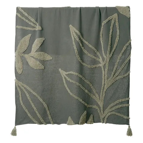 Marcis Cotton Throw Green/Natural