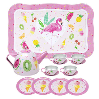 Fabulous Flamingo Tin Tea Set
