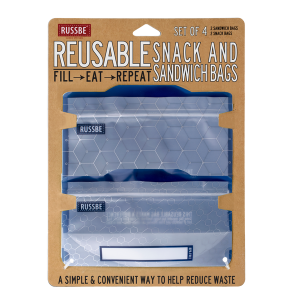 Reusable Snack and Sandwich bags - Metallic Hexagrid