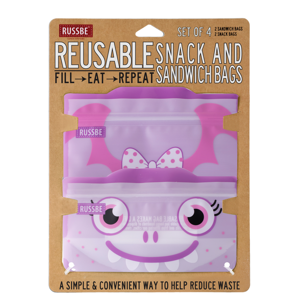 Reusable Snack and Sandwich bags - Purple Monster