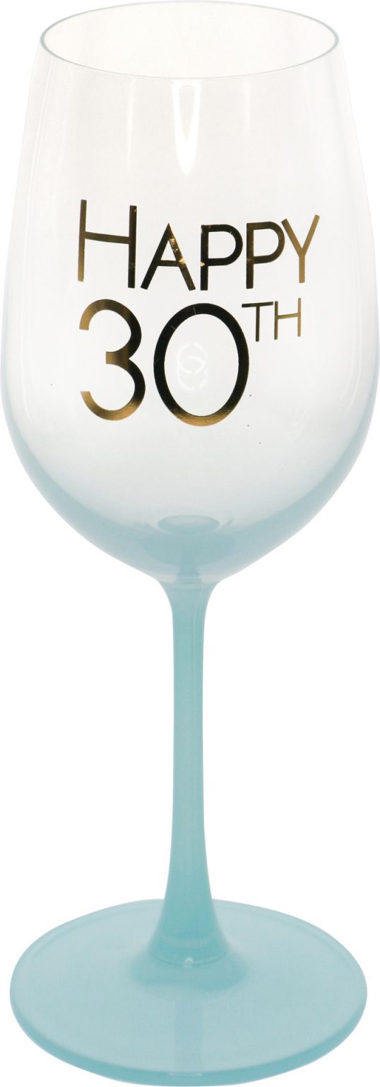 Happy 30th Teal Wine Glass