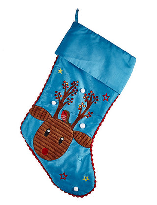 Stocking - Blue Reindeer