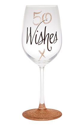 50 Wishes Gold Wine Glass